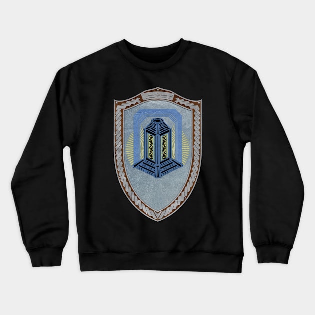 Nightwatch (Shield silver Celtic Rope on wood) Crewneck Sweatshirt by Swabcraft